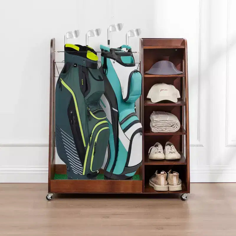 Organizzatore per Sacche da Golf da Garage, Portaoggetti Premium in Legno per Mazze da Golf Adatto a 2 Sacche da Golf, Organizer da Baule per Auto Garage Ripostiglio Cantina
