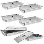 Vassoi Gastronorm Isolati in Acciaio Inox, 90 Litri, Confezione da 6 Pezzi, Piatti Profondi 6,35 cm con Coperchio per Ristoranti, Mense e Buffet
