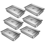 Vassoi Gastronorm Isolati in Acciaio Inox, 90 Litri, Confezione da 6 Pezzi, Piatti Profondi 6,35 cm con Coperchio per Ristoranti, Mense e Buffet