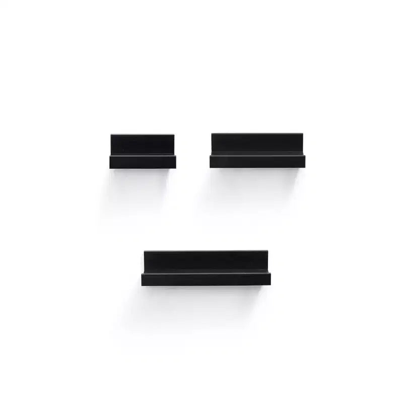 18.11 Mensola galleggiante nera in legno, con staffa invisibile, perfetta per l'arredo di bagno/camera da letto/cucina o come espositore per libri/piante, facile da installare.