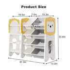 Scaffale per Libri e Giocattoli per Bambini, Organizzatori di Giocattoli a 4 Livelli con 8 Contenitori Rimovibili, Organizzatore per Giocattoli per Sala Studio, Camera da Letto, Stanza dei Bambini
