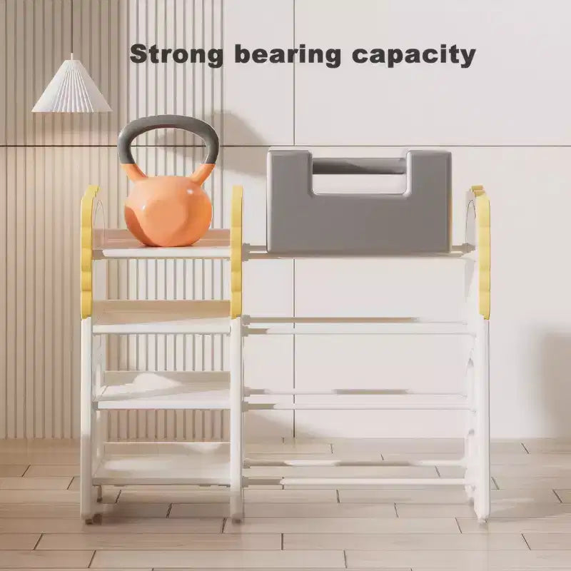 Scaffale per Libri e Giocattoli per Bambini, Organizzatori di Giocattoli a 4 Livelli con 8 Contenitori Rimovibili, Organizzatore per Giocattoli per Sala Studio, Camera da Letto, Stanza dei Bambini