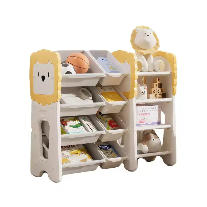 Scaffale per Libri e Giocattoli per Bambini, Organizzatori di Giocattoli a 4 Livelli con 8 Contenitori Rimovibili, Organizzatore per Giocattoli per Sala Studio, Camera da Letto, Stanza dei Bambini