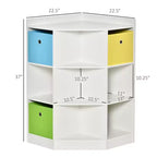 Angolo per bambini, Mobiletto con contenitori aperti, Organizer per giocattoli, Libreria con tre cesti per sala giochi, cameretta, soggiorno, Bianco