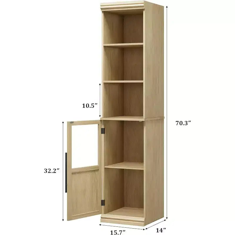Mobiletto da bagno alto e stretto da 70 pollici con anta e ripiani aperti, armadietto da terra indipendente e stretto per piccoli spazi, cucina, soggiorno