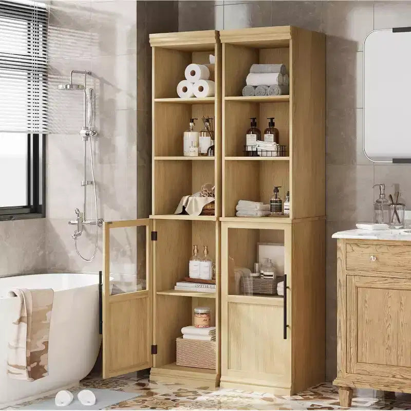 Mobiletto da bagno alto e stretto da 70 pollici con anta e ripiani aperti, armadietto da terra indipendente e stretto per piccoli spazi, cucina, soggiorno