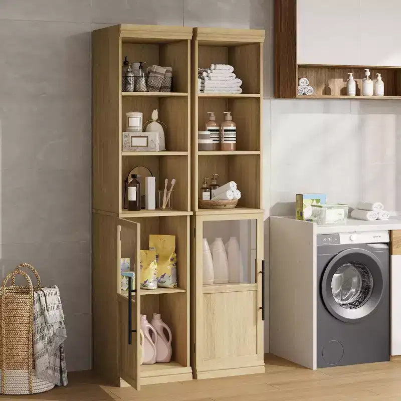 Mobiletto da bagno alto e stretto da 70 pollici con anta e ripiani aperti, armadietto da terra indipendente e stretto per piccoli spazi, cucina, soggiorno