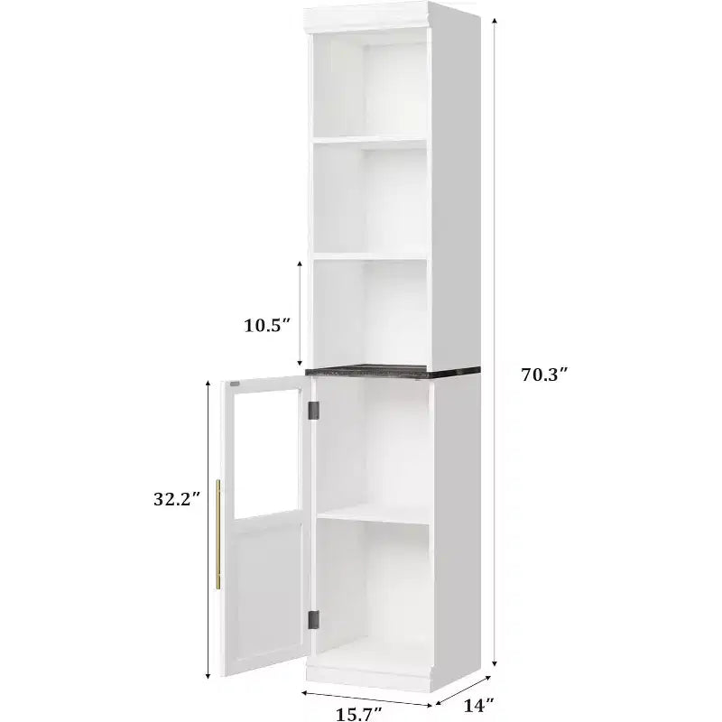 Mobiletto da bagno alto e stretto da 70 pollici con anta e ripiani aperti, armadietto da terra indipendente e stretto per piccoli spazi, cucina, soggiorno