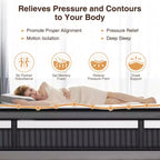 Materasso king size da 14 pollici, materasso ibrido in gel memory foam in scatola, supporto a molle insacchettate con isolamento del movimento e sollievo dalla pressione, rigidità media, CertiPUR-US