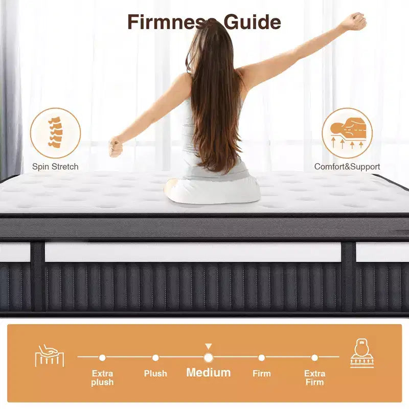 Materasso king size da 14 pollici, materasso ibrido in gel memory foam in scatola, supporto a molle insacchettate con isolamento del movimento e sollievo dalla pressione, rigidità media, CertiPUR-US