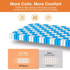 Materasso king size da 14 pollici, materasso ibrido in gel memory foam in scatola, supporto a molle insacchettate con isolamento del movimento e sollievo dalla pressione, rigidità media, CertiPUR-US