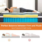 Materasso king size da 14 pollici, materasso ibrido in gel memory foam in scatola, supporto a molle insacchettate con isolamento del movimento e sollievo dalla pressione, rigidità media, CertiPUR-US