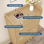 Scarpiera in Legno Scanalato per Ingresso con 2 Cassetti a Ribalta, Organizer Porta Scarpe Stretto Nascosto da 122 cm per Corridoio, Autoportante