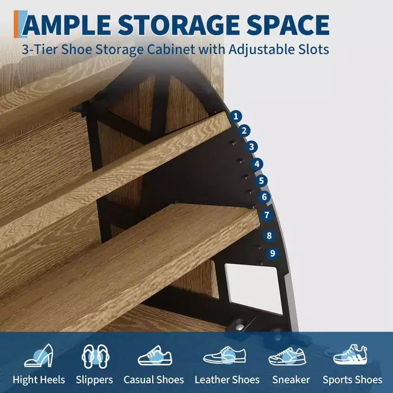 Scarpiera in Legno Scanalato per Ingresso con 2 Cassetti a Ribalta, Organizer Porta Scarpe Stretto Nascosto da 122 cm per Corridoio, Autoportante