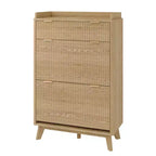 Scarpiera in Legno Scanalato per Ingresso con 2 Cassetti a Ribalta, Organizer Porta Scarpe Stretto Nascosto da 122 cm per Corridoio, Autoportante