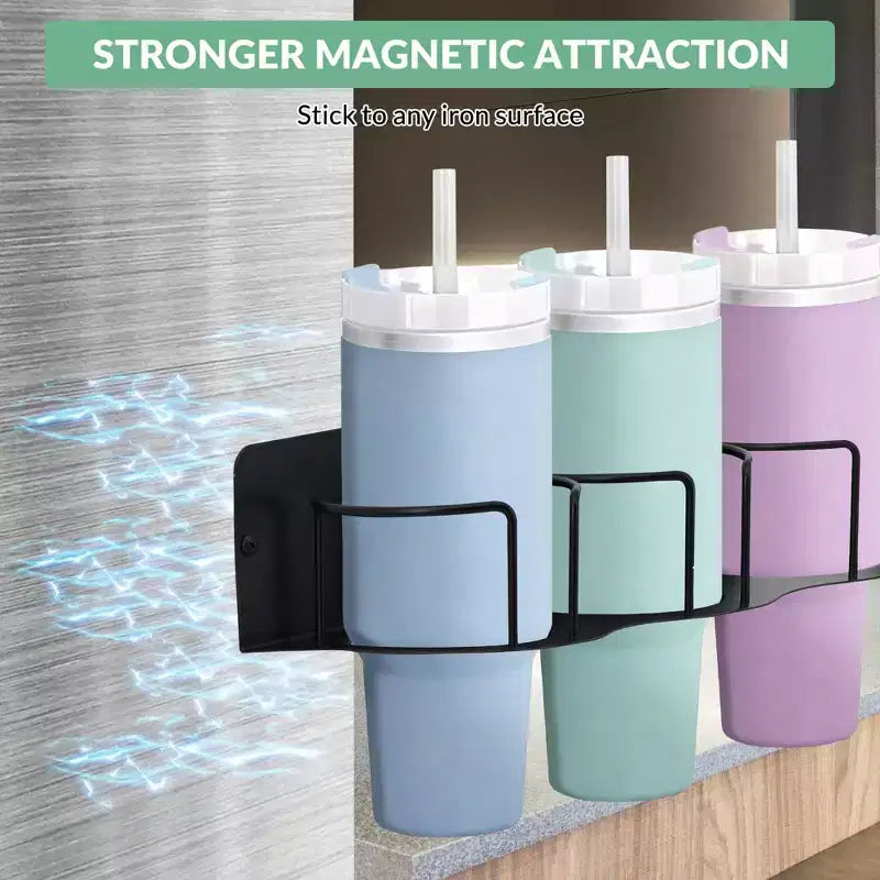Portabicchieri, portabicchieri magnetico da frigorifero con organizer per coperchi e cannucce per bicchieri da 30/40 Oz per cucina e ufficio