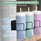 Portabicchieri, portabicchieri magnetico da frigorifero con organizer per coperchi e cannucce per bicchieri da 30/40 Oz per cucina e ufficio