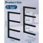 Porta Legna, Organizzatore per Legname a 4 Ripiani da Parete, Scaffali in Acciaio Resistente da 1600 libbre di Capacità per Capanno Officina Garage Nero