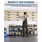 Porta Legna, Organizzatore per Legname a 4 Ripiani da Parete, Scaffali in Acciaio Resistente da 1600 libbre di Capacità per Capanno Officina Garage Nero