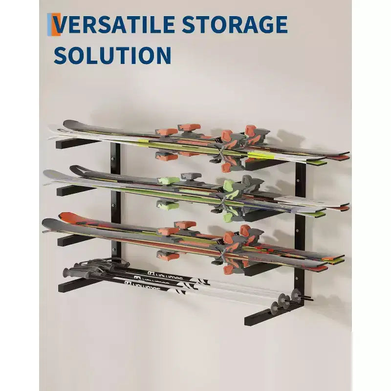 Porta Legna, Organizzatore per Legname a 4 Ripiani da Parete, Scaffali in Acciaio Resistente da 1600 libbre di Capacità per Capanno Officina Garage Nero