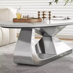 Tavolino con piano in ceramica e base contemporanea in acciaio inox, un elemento d'arredo durevole ed elegante per il soggiorno