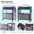 Carrello Organizzatore per Hobby Creativi, Postazione di Lavoro con Cassetto in Tessuto, Portarotoli per Vinile (47) e Ganci per Stanza del Crafting