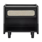Comodino Moderno in Rattan con 1 Ripiano Aperto e 1 Cassetto