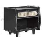 Comodino Moderno in Rattan con 1 Ripiano Aperto e 1 Cassetto