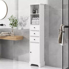 Mobiletto contenitore indipendente, mobiletto a pavimento in MDF con 3 cassetti, 2 ripiani aperti e 1 anta per bagno, cucina, soggiorno
