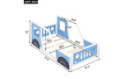 Struttura letto a pavimento Twin Size, struttura letto a piattaforma a forma di auto classica con ruote decorative e portiere laterali, letto per bambini in robusto legno di pino