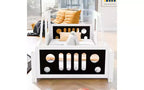 Struttura letto a pavimento Twin Size, struttura letto a piattaforma a forma di auto classica con ruote decorative e portiere laterali, letto per bambini in robusto legno di pino