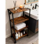 Carrello Pieghevole con Ruote Bloccabili, Scaffale in Legno a 4 Livelli, Carrello Portaoggetti Espandibile da Cucina, Scaffalatura da Garage con Carico da 45 kg