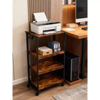 Carrello Pieghevole con Ruote Bloccabili, Scaffale in Legno a 4 Livelli, Carrello Portaoggetti Espandibile da Cucina, Scaffalatura da Garage con Carico da 45 kg