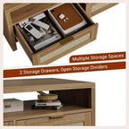Tavolino da caffè marrone 40 Boho - Tavolini console portaoggetti in rattan per soggiorno/stile rustico