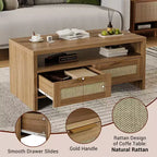 Tavolino da caffè marrone 40 Boho - Tavolini console portaoggetti in rattan per soggiorno/stile rustico