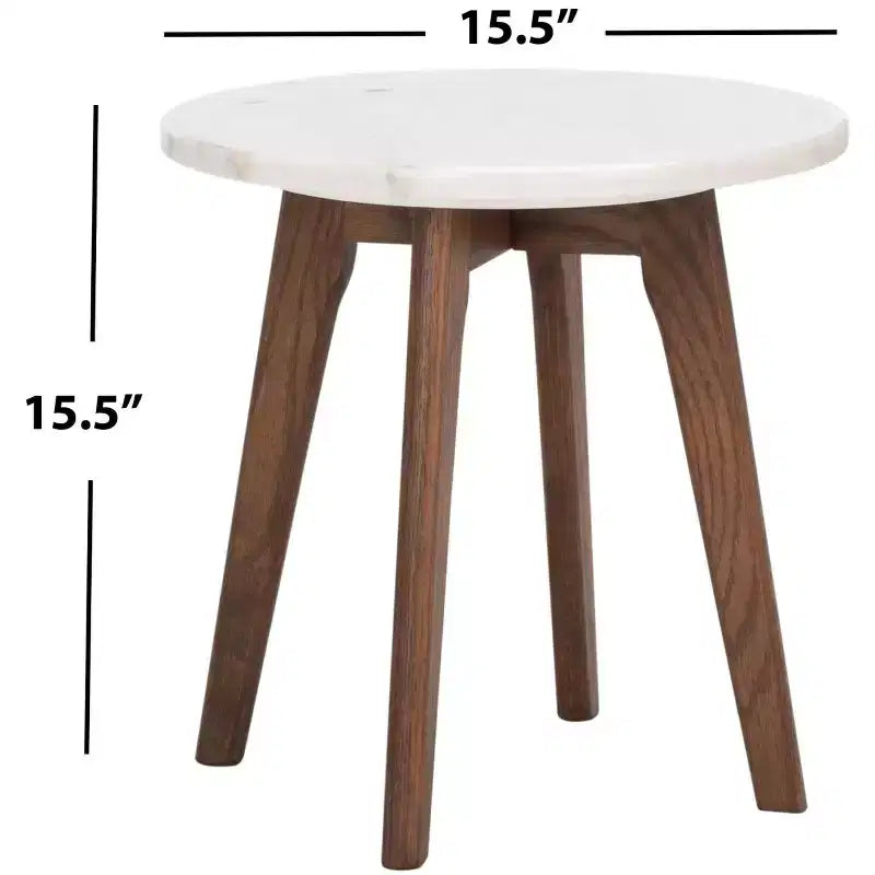 Tavolino rotondo Marini con piano in marmo - ACC8100 - Marmo/Noce