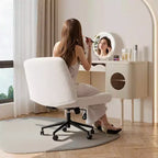 Sedia Girevole da Ufficio Senza Braccioli con Base Fissa a Rotelle Sostituibili, Design a Gambe Incrociate, in Tessuto