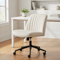MAYEERTY Cross-Legged Office Vanity Chair, Armless Swivel Fabric Chair with Replaceable Wheels Fixed Base