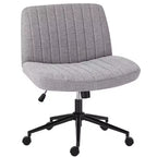 Sedia Girevole da Ufficio Senza Braccioli con Base Fissa a Rotelle Sostituibili, Design a Gambe Incrociate, in Tessuto