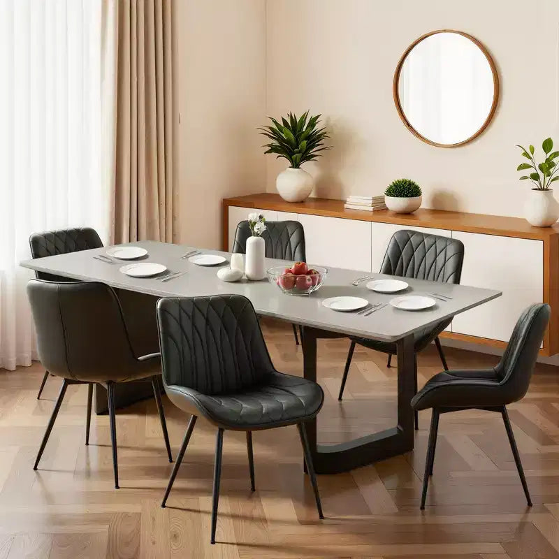 2 sedie moderne da pranzo nere in PU, sedie imbottite per cucina con gambe in metallo per sala da pranzo e soggiorno