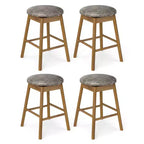 Costway 25'' Swivel Counter Height Barstools Set of 4 w/Solid Wood Legs and Footrests
