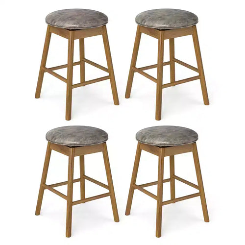 Costway 25'' Swivel Counter Height Barstools Set of 4 w/Solid Wood Legs and Footrests
