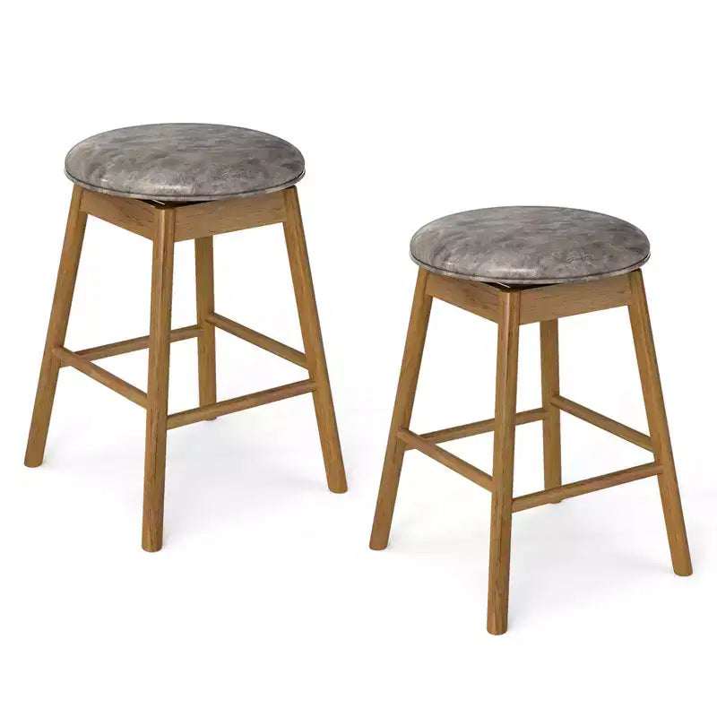 Sgabelli da bar con altezza bancone girevoli da 25" con gambe e poggiapiedi in legno massello