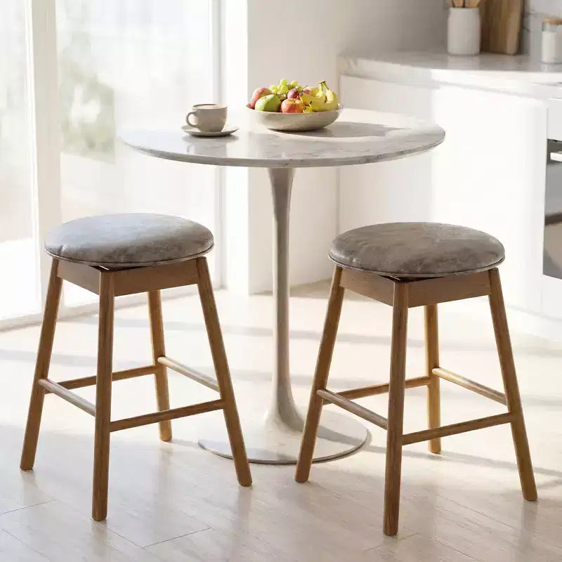 Sgabelli da bar con altezza bancone girevoli da 25" con gambe e poggiapiedi in legno massello