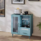 Mobiletto verde con portabicchieri e contenitore, credenza e mobiletto moderno da 30.7 pollici per cucina, sala da pranzo, soggiorno