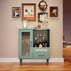 Mobiletto verde con portabicchieri e contenitore, credenza e mobiletto moderno da 30.7 pollici per cucina, sala da pranzo, soggiorno