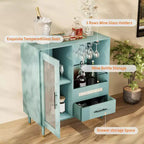 Mobiletto verde con portabicchieri e contenitore, credenza e mobiletto moderno da 30.7 pollici per cucina, sala da pranzo, soggiorno