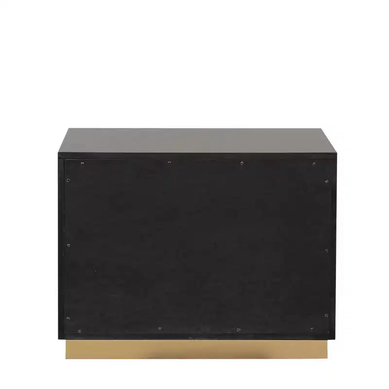 Comodino moderno singolo da 71 cm, finitura laccata oro con motivo, cassetti a coda di rondine in stile francese e inglese, mobili per camera da letto neri e oro