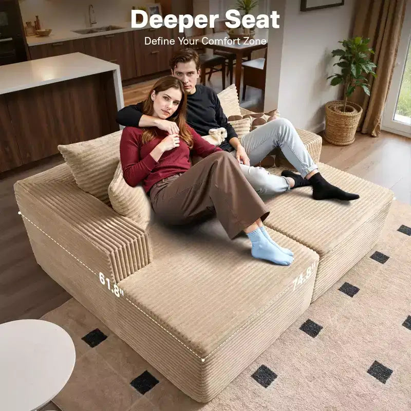 Divano sezionale senza montaggio con schiuma ad alta densità e seduta confortevole, divano standard morbido