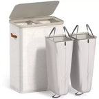 Sorbus 2-Compartment Laundry Basket with Removable Laundry Bag - Durable Organizer for Bathroom, Bedroom, or Laundry Room - Space Saving Design
